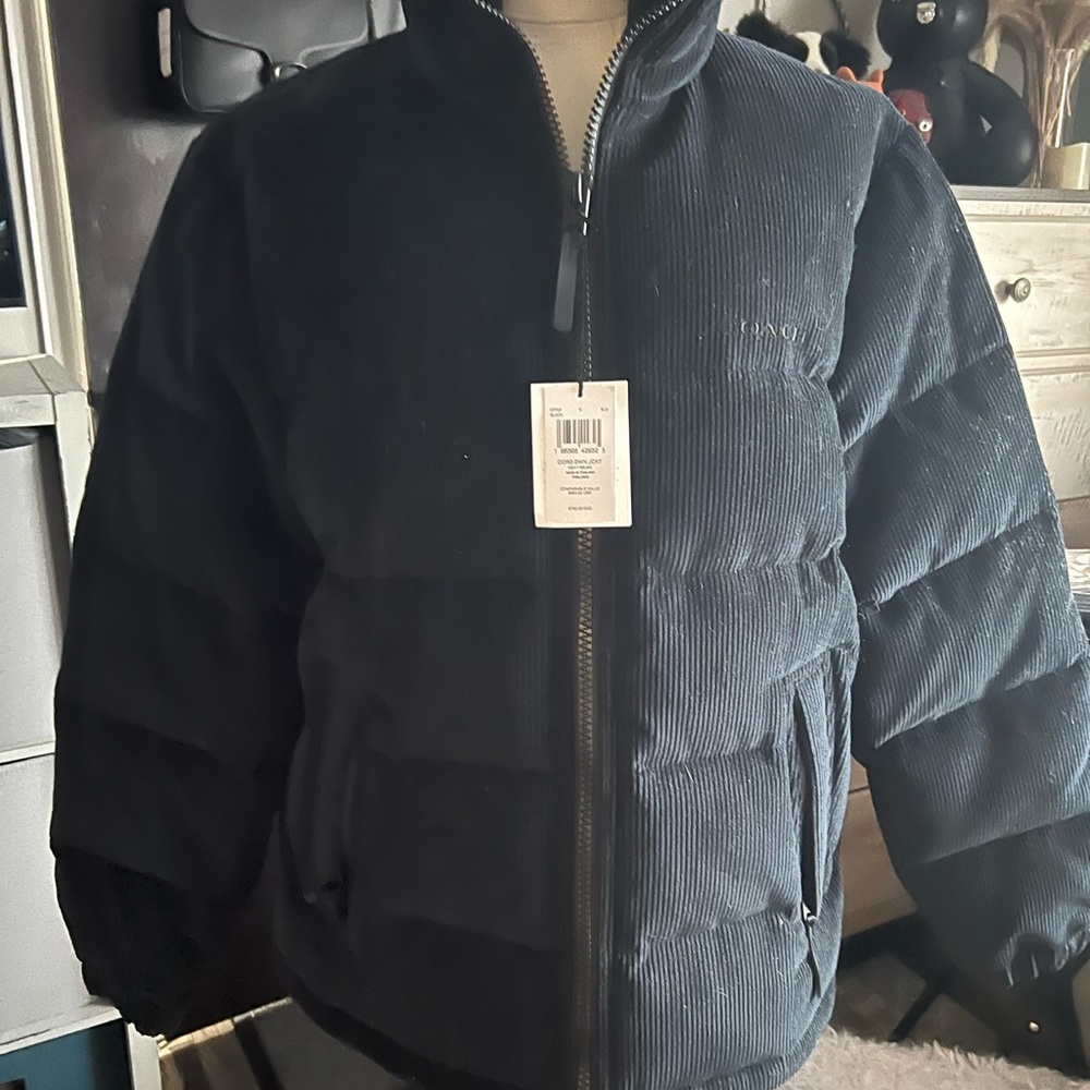 Coach Men's Dark Navy Corduroy Puffer Jacket
